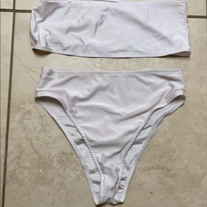 bandeau top and high waisted bottoms